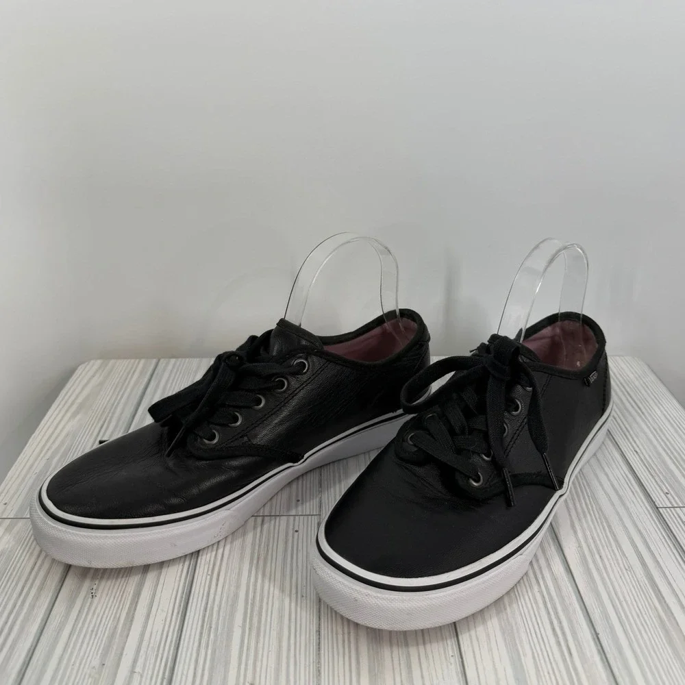 Vans Candem Deluxe Black Leather UltraCush Sneakers Womens Size 10